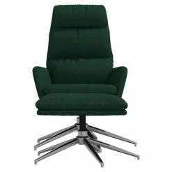 VidaXL Chaise de relaxation avec tabouret Vert foncé Tissu -Fauteuils Soldes image 3 3097518