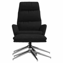 VidaXL Chaise de relaxation avec tabouret Noir Tissu -Fauteuils Soldes image 3 3097519