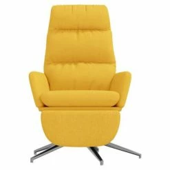VidaXL Chaise de relaxation avec repose-pied Jaune moutarde Tissu -Fauteuils Soldes image 3 3097531