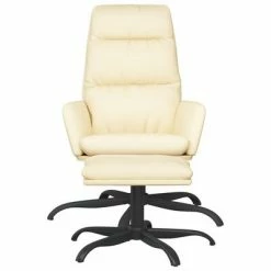 VidaXL Chaise de relaxation avec tabouret Crème Similicuir -Fauteuils Soldes image 3 3097536