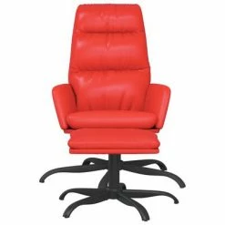 VidaXL Chaise de relaxation avec tabouret Rouge Similicuir -Fauteuils Soldes image 3 3097540
