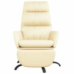 VidaXL Chaise de relaxation avec repose-pied Crème Similicuir -Fauteuils Soldes image 3 3097543