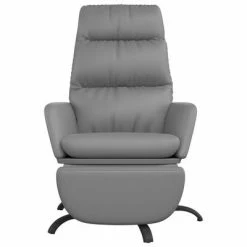 VidaXL Chaise de relaxation avec repose-pied Gris Similicuir -Fauteuils Soldes image 3 3097545