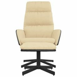 VidaXL Chaise de relaxation avec tabouret Crème Tissu -Fauteuils Soldes image 3 3097551