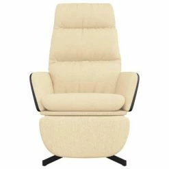 VidaXL Chaise de relaxation avec repose-pied Crème Tissu -Fauteuils Soldes image 3 3097558