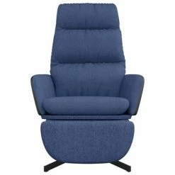 VidaXL Chaise de relaxation avec repose-pied Bleu Tissu -Fauteuils Soldes image 3 3097560