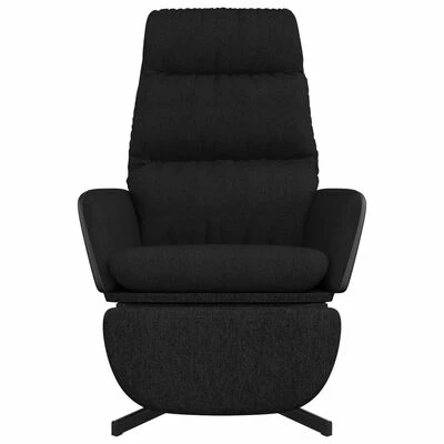 VidaXL Chaise de relaxation avec repose-pied Noir Tissu 5 VidaXL Chaise de relaxation avec repose-pied Noir Tissu – Image 3