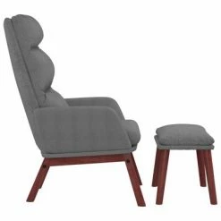 VidaXL Chaise de relaxation avec tabouret Gris clair Tissu -Fauteuils Soldes image 3 3097563