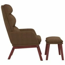 VidaXL Chaise de relaxation avec tabouret Marron Tissu -Fauteuils Soldes image 3 3097566