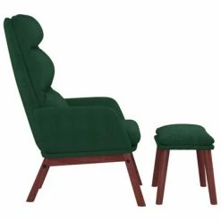 VidaXL Chaise de relaxation avec tabouret Vert foncé Tissu -Fauteuils Soldes image 3 3097568