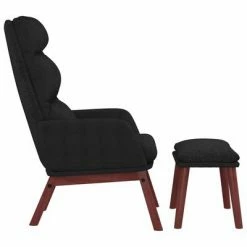 VidaXL Chaise de relaxation avec tabouret Noir Tissu -Fauteuils Soldes image 3 3097569