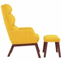 VidaXL Chaise de relaxation avec tabouret Jaune moutarde Tissu -Fauteuils Soldes image 3 3097570