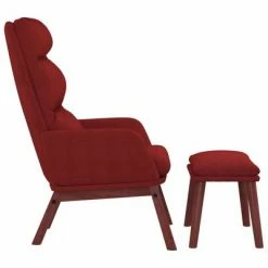VidaXL Chaise de relaxation avec tabouret Rouge bordeaux Tissu -Fauteuils Soldes image 3 3097571
