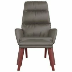 VidaXL Chaise de relaxation et tabouret Gris Cuir véritable/similicuir -Fauteuils Soldes image 3 3097576