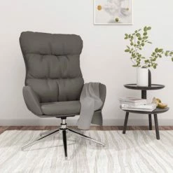 VidaXL Chaise de relaxation et tabouret Gris Cuir véritable/similicuir -Fauteuils Soldes image 3 3097579