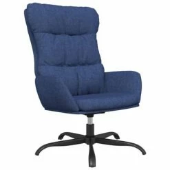 VidaXL Chaise de relaxation avec tabouret Bleu Tissu -Fauteuils Soldes image 3 3097587