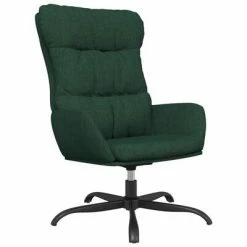 VidaXL Chaise de relaxation avec tabouret Vert foncé Tissu -Fauteuils Soldes image 3 3097588