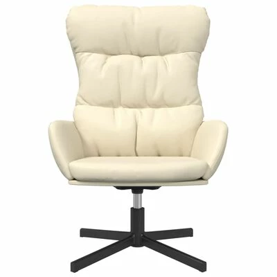 VidaXL Chaise de relaxation avec tabouret Crème Similicuir 5 VidaXL Chaise de relaxation avec tabouret Crème Similicuir – Image 3