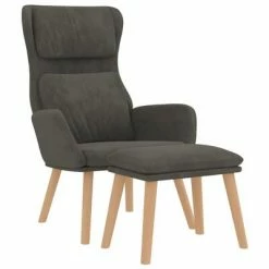 VidaXL Chaise de relaxation avec tabouret Gris foncé Velours 10 VidaXL Chaise de relaxation avec tabouret Gris foncé Velours -Fauteuils Soldes image 3 3097821