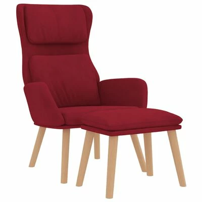 VidaXL Chaise de relaxation avec tabouret Rouge bordeaux Velours 4 VidaXL Chaise de relaxation avec tabouret Rouge bordeaux Velours – Image 3