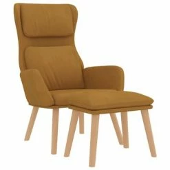 VidaXL Chaise de relaxation avec tabouret Marron Velours -Fauteuils Soldes image 3 3097828