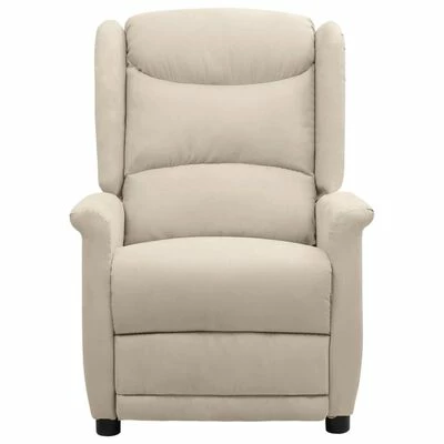 VidaXL Fauteuil inclinable électrique Crème Tissu microfibre 5 VidaXL Fauteuil inclinable électrique Crème Tissu microfibre – Image 3