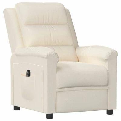 VidaXL Fauteuil inclinable électrique Crème Velours 5 VidaXL Fauteuil inclinable électrique Crème Velours – Image 3