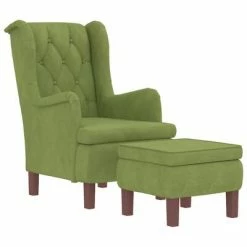 VidaXL Fauteuil avec tabouret Vert clair Velours 10 VidaXL Fauteuil avec tabouret Vert clair Velours -Fauteuils Soldes image 3 3121244