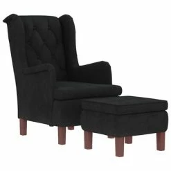 VidaXL Fauteuil avec tabouret Noir Velours 10 VidaXL Fauteuil avec tabouret Noir Velours -Fauteuils Soldes image 3 3121247