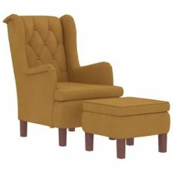 VidaXL Fauteuil avec tabouret Marron Velours -Fauteuils Soldes image 3 3121249
