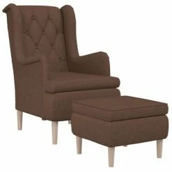 VidaXL Fauteuil avec tabouret Marron Tissu -Fauteuils Soldes image 3 3121255