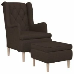 VidaXL Fauteuil avec tabouret Marron foncé Tissu -Fauteuils Soldes image 3 3121256