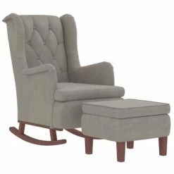 VidaXL Fauteuil avec pieds à bascule et tabouret Gris clair Velours 10 VidaXL Fauteuil avec pieds à bascule et tabouret Gris clair Velours -Fauteuils Soldes image 3 3121262