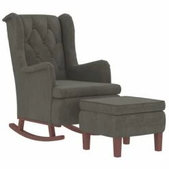VidaXL Fauteuil avec pieds à bascule et tabouret Gris foncé Velours 10 VidaXL Fauteuil avec pieds à bascule et tabouret Gris foncé Velours -Fauteuils Soldes image 3 3121263