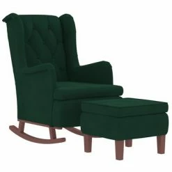 VidaXL Fauteuil avec pieds à bascule et tabouret Vert foncé Velours 10 VidaXL Fauteuil avec pieds à bascule et tabouret Vert foncé Velours -Fauteuils Soldes image 3 3121264
