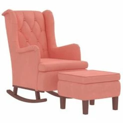 VidaXL Fauteuil avec pieds à bascule et tabouret Rose Velours -Fauteuils Soldes image 3 3121266