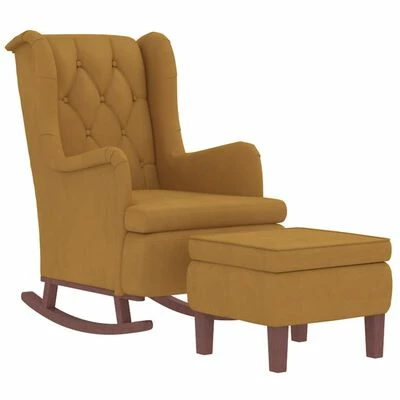 VidaXL Fauteuil avec pieds à bascule et tabouret Marron Velours 5 VidaXL Fauteuil avec pieds à bascule et tabouret Marron Velours – Image 3