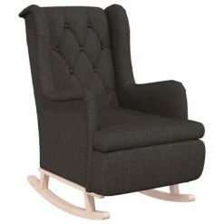 VidaXL Fauteuil avec pieds à bascule et tabouret Gris foncé Tissu -Fauteuils Soldes image 3 3121273