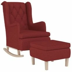VidaXL Fauteuil avec pieds à bascule et tabouret Rouge bordeaux Tissu -Fauteuils Soldes image 3 3121275