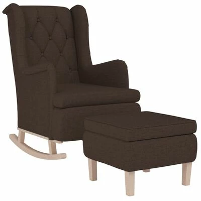 VidaXL Fauteuil avec pieds à bascule et tabouret Marron foncé Tissu 5 VidaXL Fauteuil avec pieds à bascule et tabouret Marron foncé Tissu – Image 3