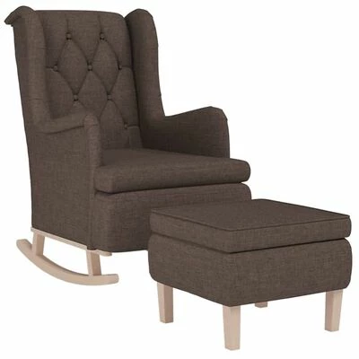 VidaXL Fauteuil avec pieds à bascule et tabouret Taupe Tissu 5 VidaXL Fauteuil avec pieds à bascule et tabouret Taupe Tissu – Image 3