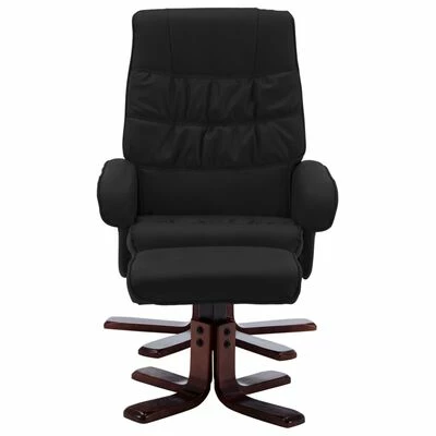 VidaXL Fauteuil inclinable avec repose-pied Noir Similicuir 5 VidaXL Fauteuil inclinable avec repose-pied Noir Similicuir – Image 3
