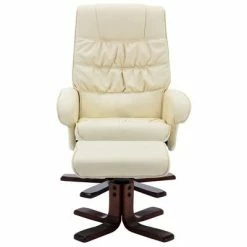 VidaXL Fauteuil inclinable avec repose-pied Crème Similicuir -Fauteuils Soldes image 3 320118