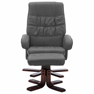 VidaXL Fauteuil inclinable avec repose-pied Gris Similicuir 5 VidaXL Fauteuil inclinable avec repose-pied Gris Similicuir – Image 3