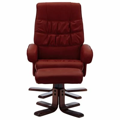 VidaXL Fauteuil inclinable avec repose-pied Rouge bordeaux Similicuir 5 VidaXL Fauteuil inclinable avec repose-pied Rouge bordeaux Similicuir – Image 3