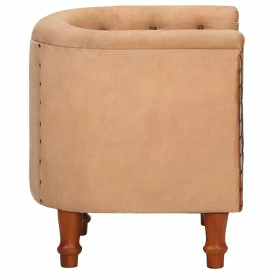 VidaXL Fauteuil Marron Cuir véritable et bois de manguier massif 5 VidaXL Fauteuil Marron Cuir véritable et bois de manguier massif – Image 3