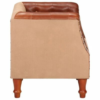 VidaXL Fauteuil Marron Cuir véritable et bois de manguier massif 5 VidaXL Fauteuil Marron Cuir véritable et bois de manguier massif – Image 3