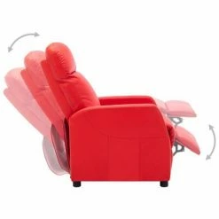 VidaXL Fauteuil inclinable Rouge Similicuir -Fauteuils Soldes image 3 321357