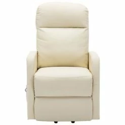 VidaXL Fauteuil inclinable Blanc crème Similicuir -Fauteuils Soldes image 3 321367