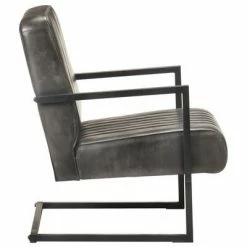VidaXL Fauteuil cantilever Gris Cuir véritable 10 VidaXL Fauteuil cantilever Gris Cuir véritable -Fauteuils Soldes image 3 321858